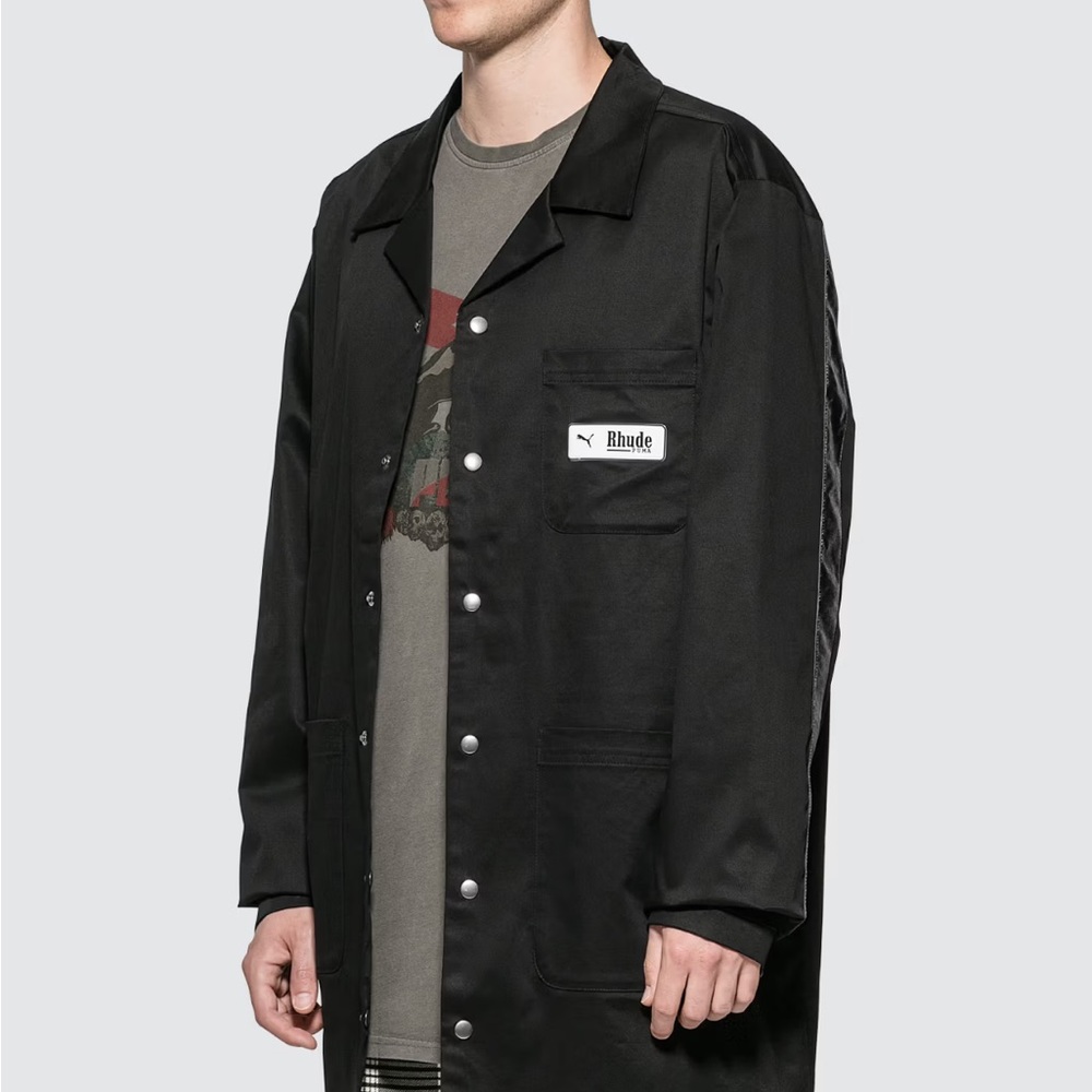 Rhude Black Snap-Front Lightweight Coat Jacket